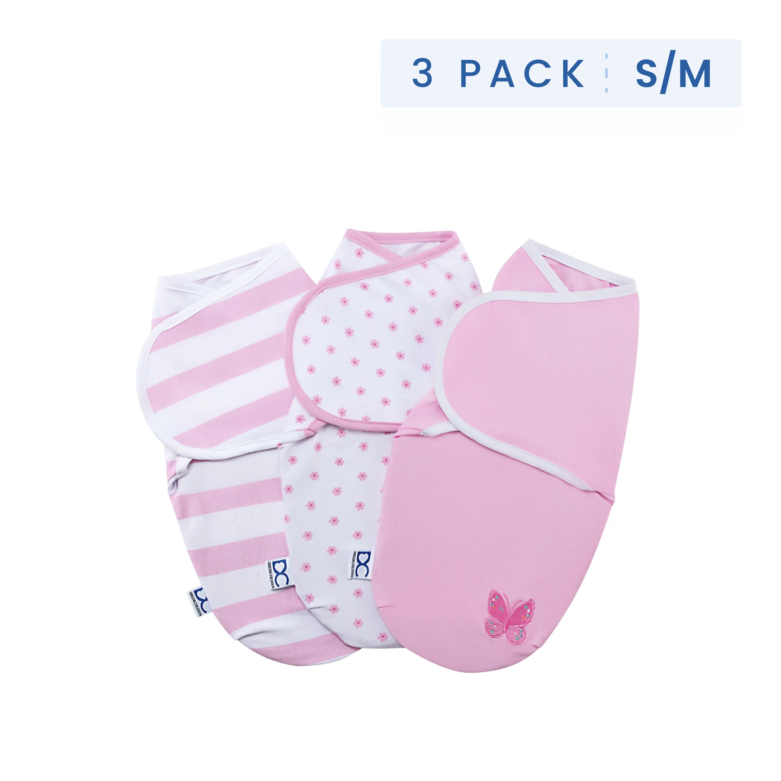 Little Lambs Adjustable Swaddle Wrap - Size Small/Medium, Fits Babies 0-3 Months/7-14 lbs., 3-Pack