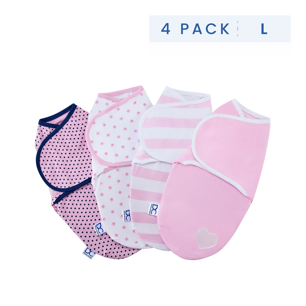 Little Lambs Adjustable Swaddle Wrap - Size Large, Fits Babies 3-6 Months/14-18 lbs., 4-Pack