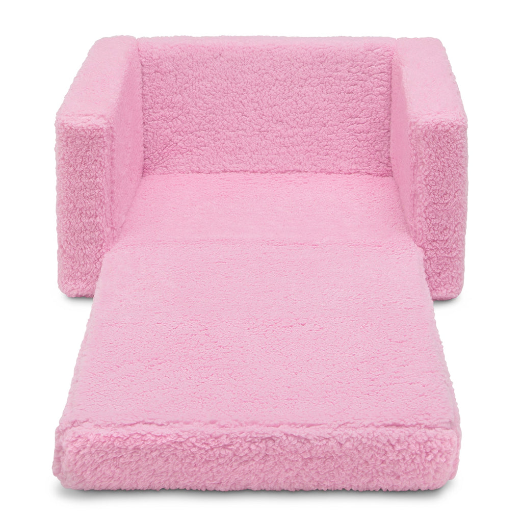 Cozee Flip-Out Sherpa 2-in-1 Convertible Chair to Lounger for Kids