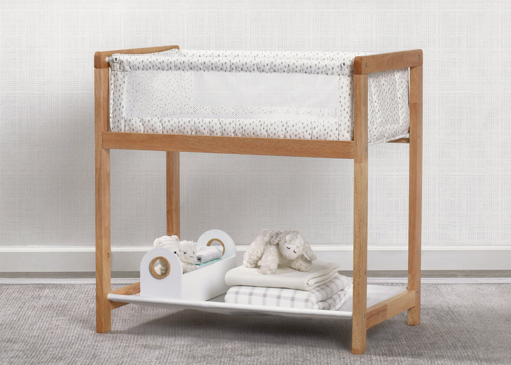Classic Wood Bedside Bassinet Sleeper - Portable Crib with High-End Wood Frame