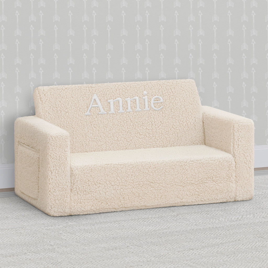 Personalized Cozee Flip-Out Sherpa 2-in-1 Convertible Sofa to Lounger for Kids