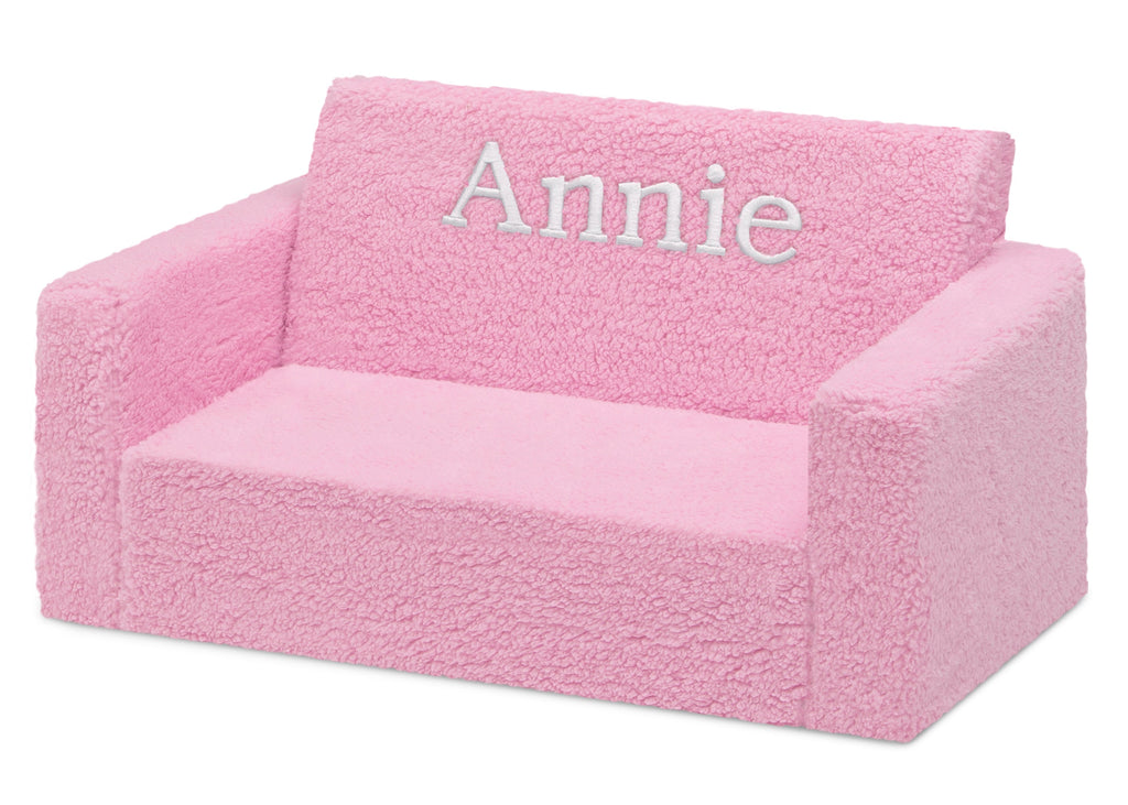 Personalized Cozee Flip-Out Sherpa 2-in-1 Convertible Sofa to Lounger for Kids