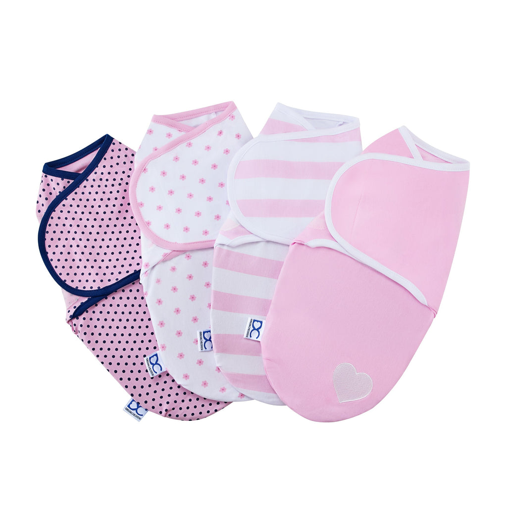 Little Lambs Adjustable Swaddle Wrap - Size Large, Fits Babies 3-6 Months/14-18 lbs., 4-Pack
