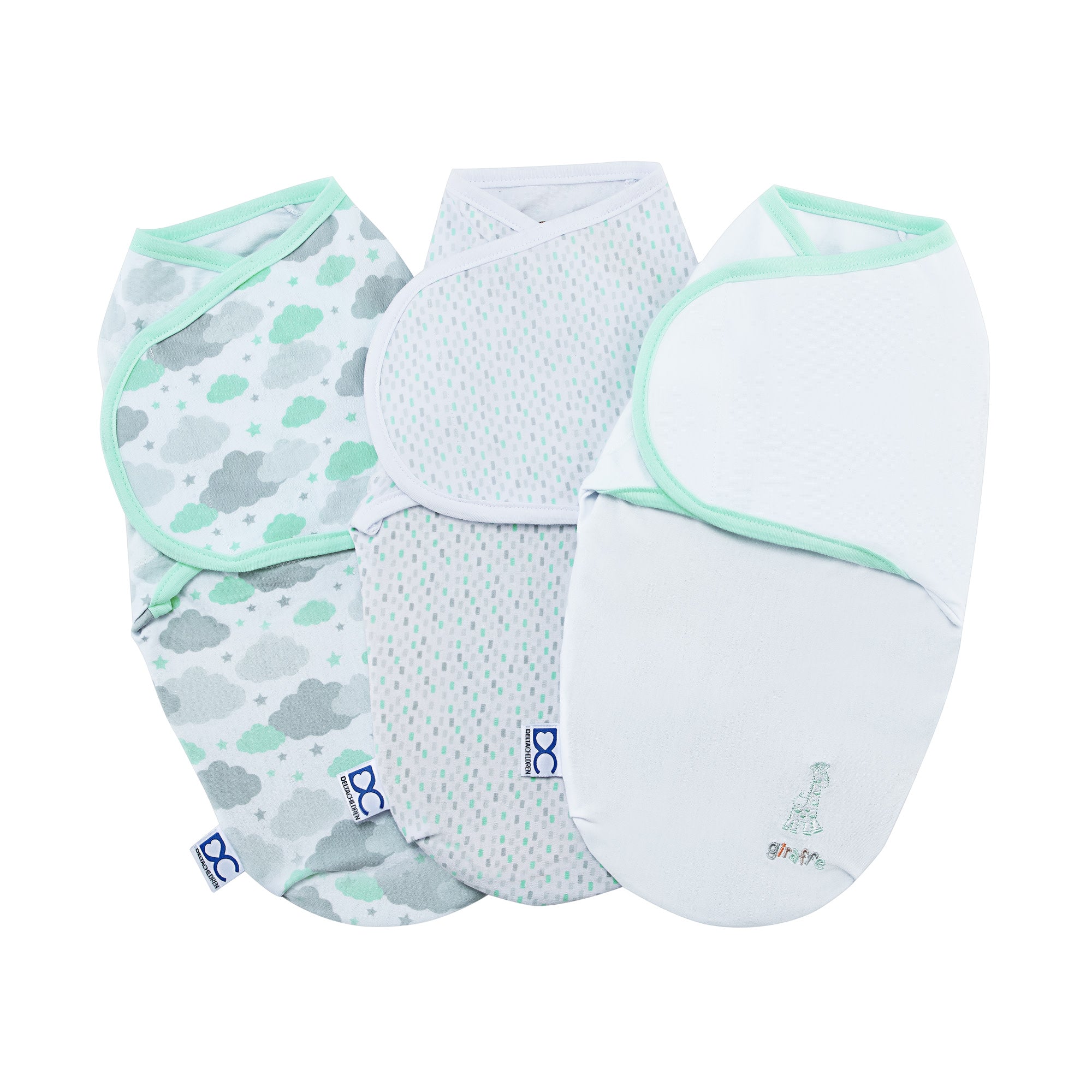 Little Lambs Adjustable Swaddle Wrap - Size Extra Small, Fits Babies 0-3 Months/4-7 lbs., 3-Pack