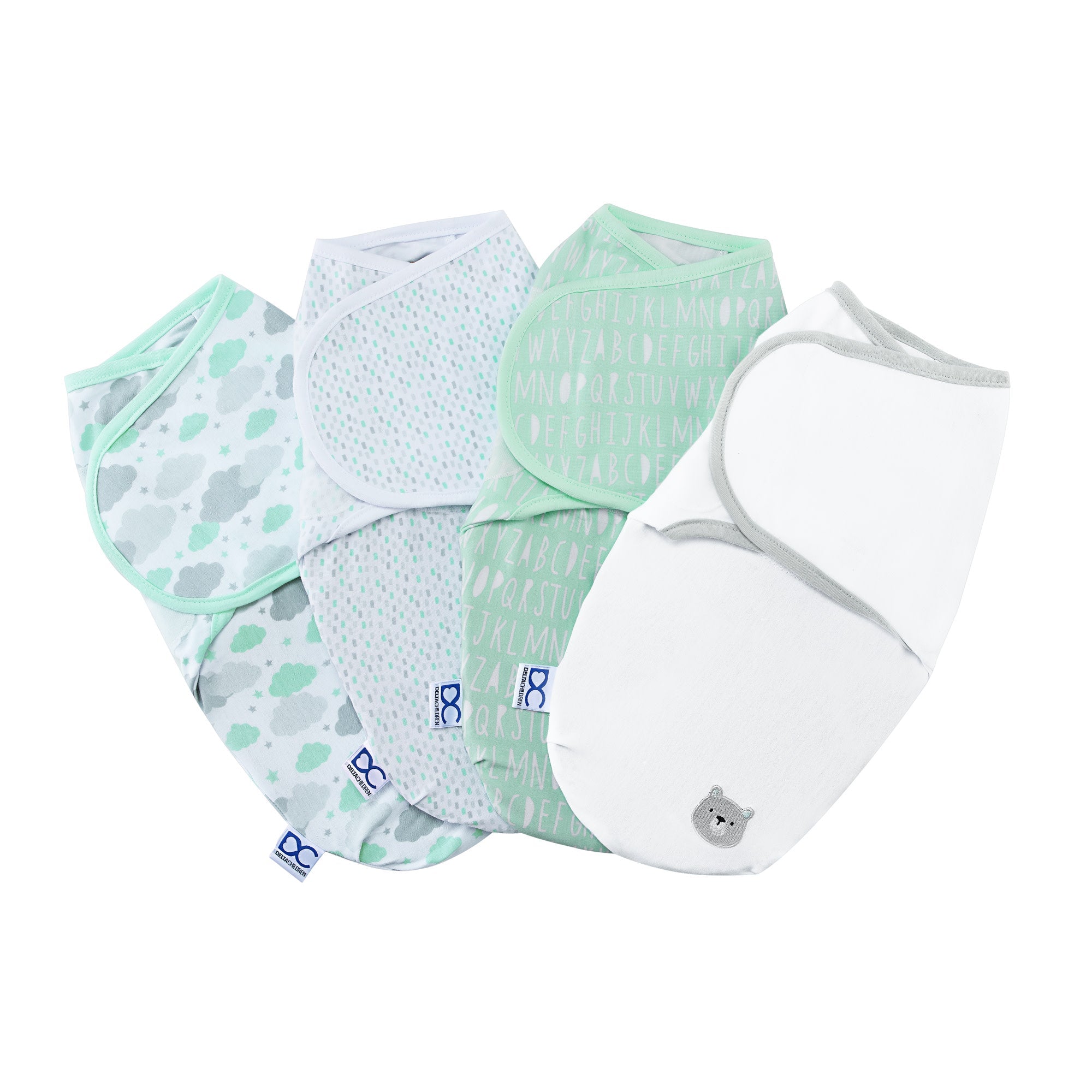 Little Lambs Adjustable Swaddle Wrap - Size Large, Fits Babies 3-6 Months/14-18 lbs., 4-Pack